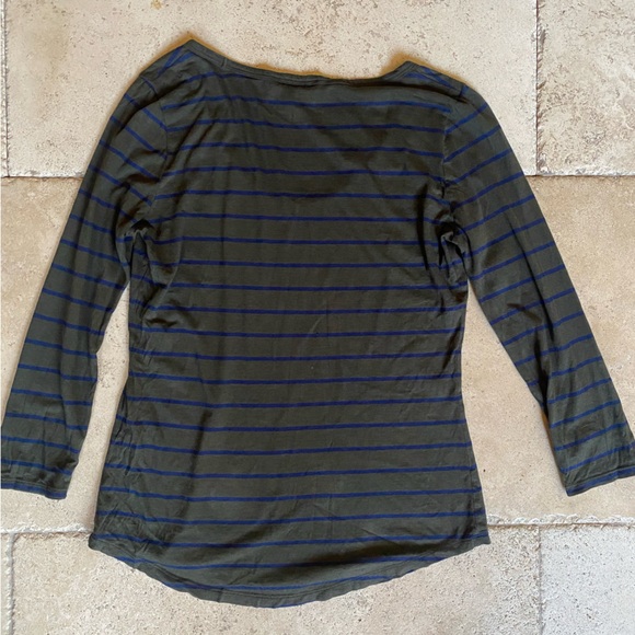 Ralph Lauren Petites Green & Blue Striped 3/4 T-Shirt With Polo Pony PS - Picture 7 of 7